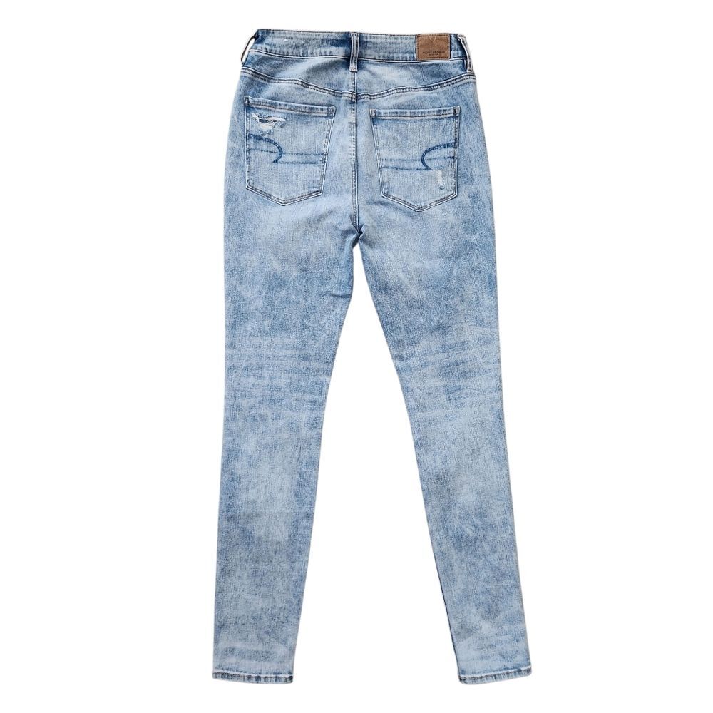 American Eagle Women's Hi-Rise Jeans Denim Blue Skinny Distressed Size 6 Small - Picture 6 of 16